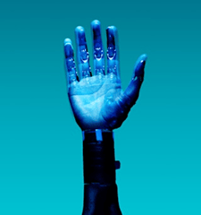 Turquoise hand reaching up